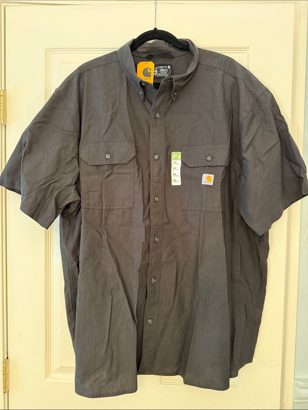 Carhartt Short-Sleeve Cotton Button-Down Shirt - Charcoal Gray